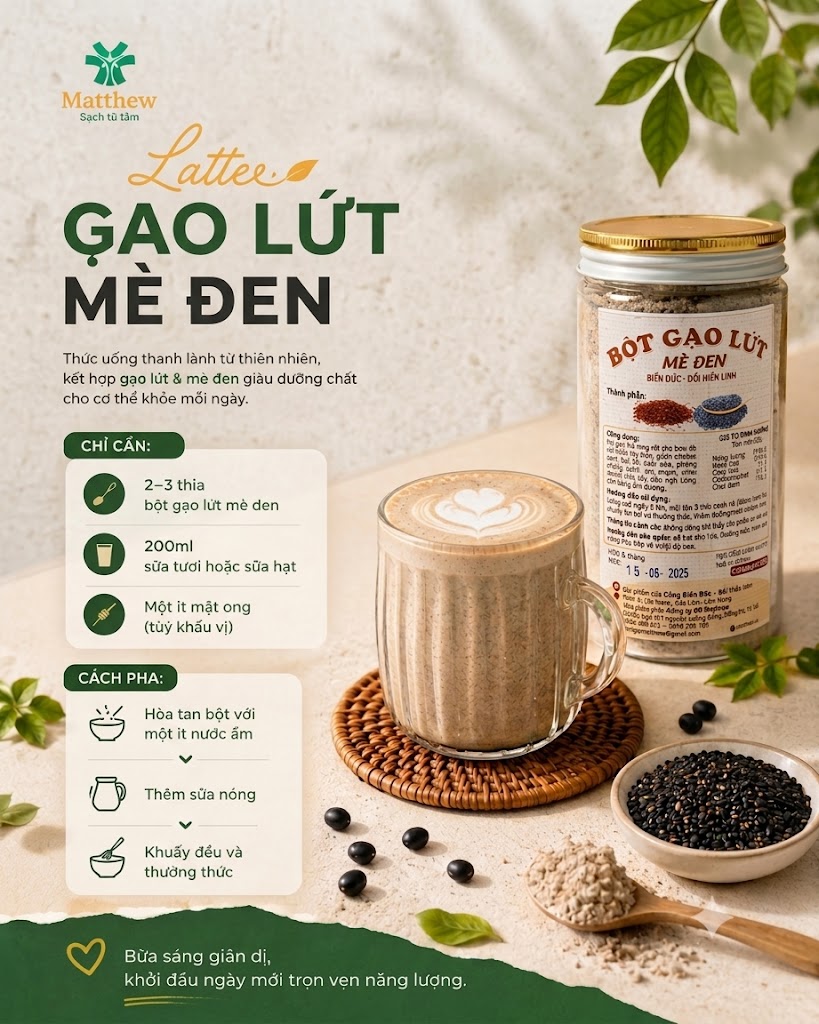 🥛 ĐỔI VỊ BỮA SÁNG VỚI LATTE GẠO LỨT MÈ ĐEN