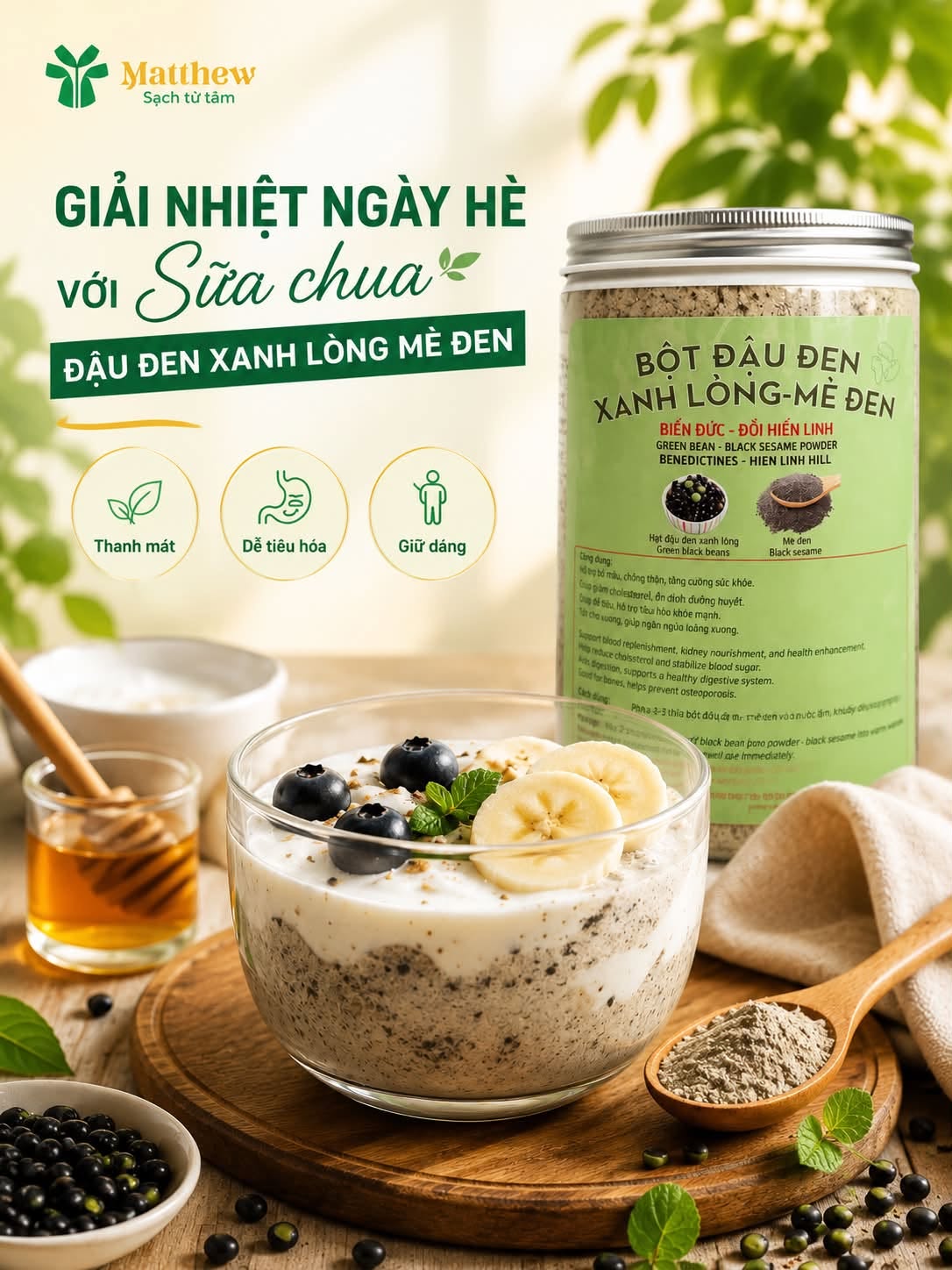 GIẢI NHIỆT NGÀY HÈ VỚI SỮA CHUA ĐẬU ĐEN XANH LÒNG MÈ ĐEN ❤️❤️